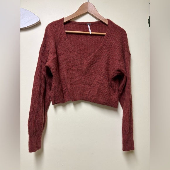 Free People ELIAS Cashmere V Neck Sweater - Cinnamon (Burnt Orange) XS - Picture 4 of 13
